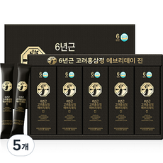 자연허브 6년근 고려홍삼정 에브리데이 진 홍삼스틱 30p + 쇼핑백, 5개,