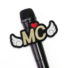 MC 마이크 네임택 방송 축제 행사 소품, 골드, 1개