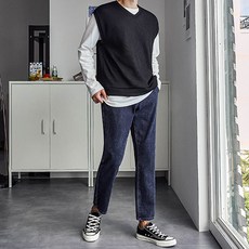 맨타임 HZ 데일리 히든밴딩 테이퍼드 데님 팬츠