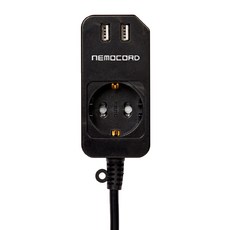네모코드 USB 2포트 코드 21 멀티탭 1구 블랙 SY-NA1 USB