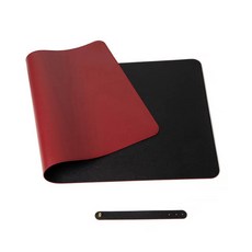 라벤더 라이탄 가죽 투톤 방수 차선 장패드 90 x 45 cm + 버클 스트랩, 90x45cm, 레드 + 블랙