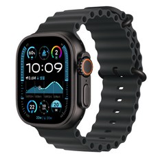 Apple 정품 2024 애플워치 Ultra 2 티타늄 오션 밴드, 49mm, GPS+Cellular, 블랙 / 블랙, Regular