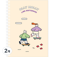 모노라이크 올리몰리 A5 스프링 라인 노트 01. Skateboard, 베이지,