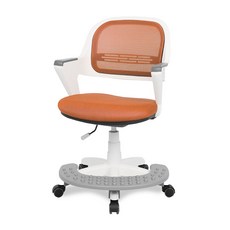 체어포커스 알라딘 발 받침대 의자 화이트바디 메쉬 AR-365_WH, 오렌지
