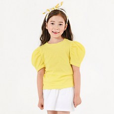 여아용 숄더 퍼프 반팔 티셔츠