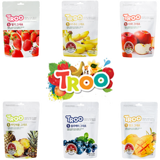 TROO 동결건조 과일칩 6봉 묶음 상품(딸기 블루베리 사과 바나나 파인애플 망고) 1세트