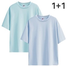 2장세트 1+1 5부 프리미엄 와이드 오버핏 반팔 CP 반팔티 남녀공용 빅사이즈 반팔 티셔츠