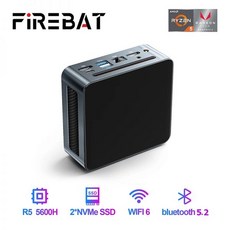 FIREBAT 미니 PC 게이머 게이밍 데스크탑 컴퓨터용 AMD Ryzen 5 5600H DDR4 Nvme SSD 윈도우 11 미니 PC WIFI6 BT5.2 MN56, 없음, 1.AMD 5600H 16G 512G - EU