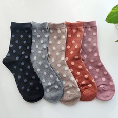 굿템즈몰 여성 중목 양말 귀여운 도트 땡땡이 무늬 여자 학생 양말 5켤레 1세트 리뷰후기