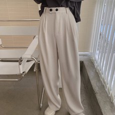 루나걸 여성용 투버튼 핀턱 와이드팬츠