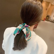 진주 실크 그린 스카프 곱창 머리끈 리뷰후기