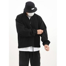 유행 트렌드 골지 뒤 기모 반집업 티셔츠
