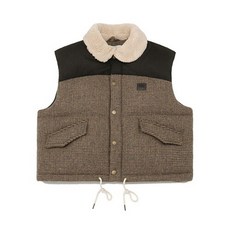 코닥조끼 LQF K2422LDVC5BRW 브라우니 크롭 덕다운 체크 베스트 우먼 BROWN
