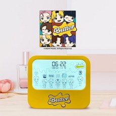 BTS 타이니탄 버터 탁상 시계 알람 스누즈 절전 무드등 녹음 애니메이션 시계