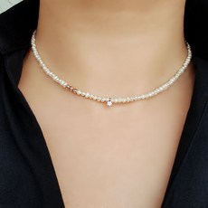 못난이 담수 진주 목걸이 14k 골드 로즈골드 금볼 큐빅 신민아 김나영