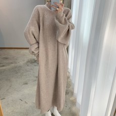 허그허그 / 밍클 루즈핏 니트 롱 원피스