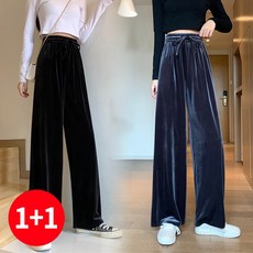 주디앤 여성 봄 가을 블링 벨벳 와이드 밴딩 팬츠 리빙공감