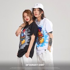 무니크영 힙버거 브랜드 오버핏 반팔티셔츠 빅사이즈 남자 여자 커플 S11085 리뷰후기
