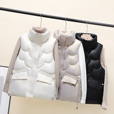 패션라이트 추동 패딩조끼 면하이넥 민소매 조끼C397-60