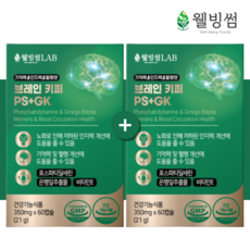 브레인 키퍼 포스파티딜세린 징코 은행잎추출물 두뇌 혈액순환 60캡슐, 2박스,