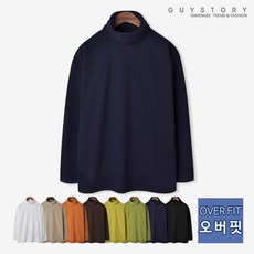 가이스토리 겨울용 목폴라 남자 푸딩 박스 폴라티 긴팔티 오버핏 터틀넥티셔츠 긴팔 티셔츠