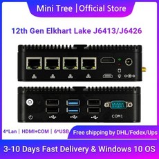 워크스테이션 팬리스 미니 PC 셀러론 산업용 임베디드 컴퓨터 방화벽 소프트 라우터 VPN 25G RJ45 랜 J4125 J6413 J6426, Celeron J4125 4 Lan_AU, 8G RAM 512G SSD