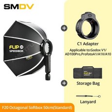 SMDV 플립 20 24 28 릴리스 포물선 아웃 도어 소프트 박스 Profoto A1 Godox V1 AD100PRO V860II AD200 플, 14 F20-C1 Softbox