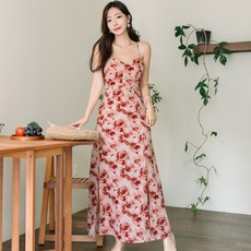 헤링본 여름 비치원피스 롱 빅사이즈 나시 로즈 백스트립 섹시 A라인 휴양지 바캉스 비치웨어 HG150