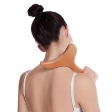 더블슬릿 우드 괄사 마사지기 손잡이형,