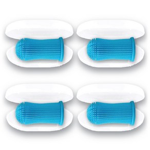 멍냥 반려동물 360도 서라운드 실리콘 칫솔 4종 세트 2.5 x 5 cm, Blue, 1세트