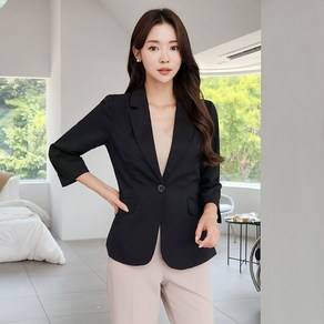 쾌적한 V넥 7부 정장자켓 슬림핏 오피스 캐주얼 테일러드 [리나]