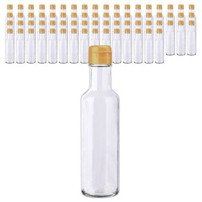 가인글로벌 원형기름병180 투명 유리병, 원터치캡(소) 골드, 70개, 180ml