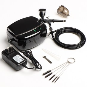 TMST 40PSI 콤프레샤 에어브러쉬 세트 모델링도색 아트용 더블액션 0.3mm 프라모델 도색, 블랙, 1개