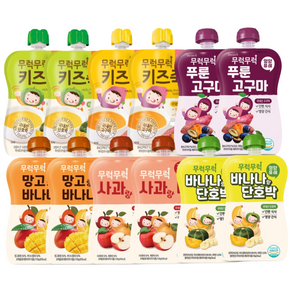 무럭무럭 키즈죽 과일퓨레 알뜰 12팩 (고구마 단호박 사과랑배 망고랑바나나 바나나단호박 푸룬고구마 각 2팩), 12개, 100g
