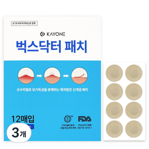 벅스닥터 모기 벌레 패치 물림 스티커, 3개, 12매입