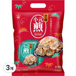 一口米果黑芝麻味8p, 200g, 3個