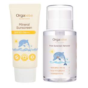 Orgabebe 孩童防曬乳(SPF50+)+孩童防曬卸妝液, 1組, 250ml