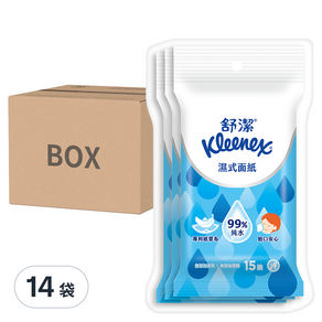 Kleenex 舒潔 濕式面紙 純水濕巾 15抽, 3包, 14袋