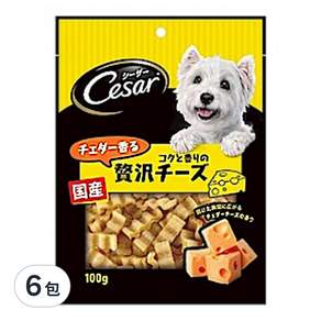 Cesar 西莎 點心系列 狗零食, 贅沢濃厚切達起司條口味, 100g, 6包