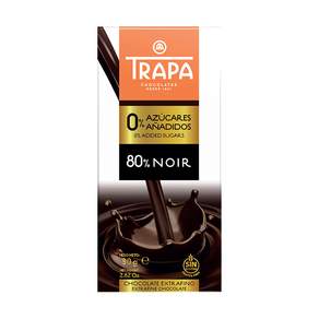 TRAPA 無添加糖80%黑巧克力片, 80g, 1片