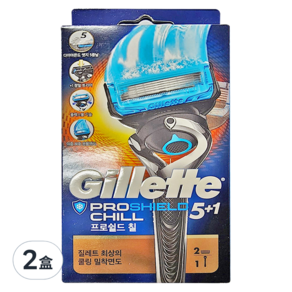 Gillette 吉列 Proshield 鋒護系列 冰爽刮鬍刀 + 替換刀頭 2個, 2盒