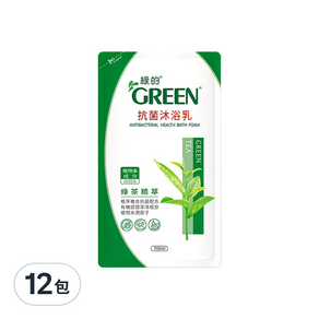 GREEN 綠的 抗菌沐浴乳補充包 綠茶精油, 700ml, 12包