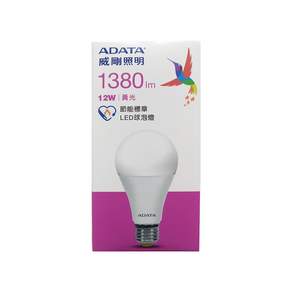 ADATA 威剛 節能標章 12W LED球燈泡 70*130mm, 黃光, 1個