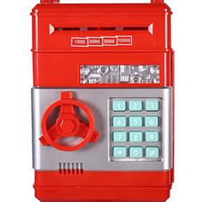 ATM 迷你保險箱鈔票存錢罐, 紅色, 1組