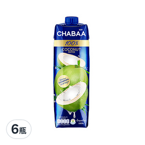 CHABAA 啜吧 100%椰子汁, 1L, 6瓶