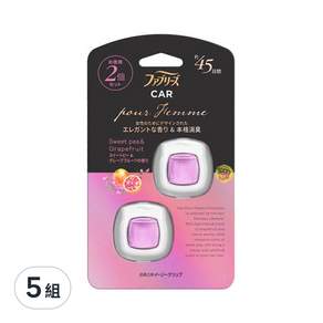 febreze 風倍清 車用出風口芳香劑 2.2ml*2入, 葡萄柚+甜碗豆香, 5組