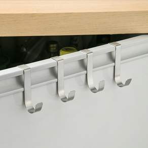 貝拉水槽門衣架廚房多功能不銹鋼掛鉤衣架D630222, 銀色, 4個