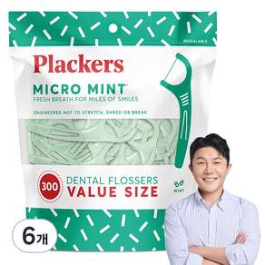 Plackers 派樂絲 微薄荷清涼牙線棒, 300支, 6包