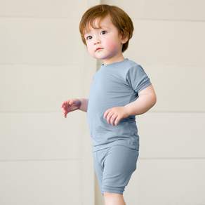 Vaenait Baby 孩童人造絲素色短袖居家服+短褲