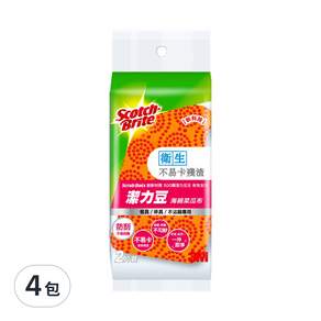 3M Scotch-Brite 百利 潔力豆海綿菜瓜布 餐具杯具不沾鍋專用, 2片, 4包